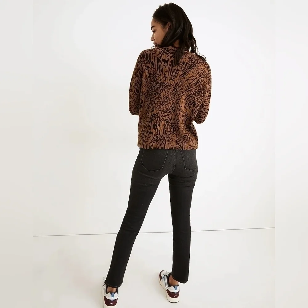 Madewell Tigerized Cameron Ribbed Cardigan Sweater in Coziest Yarn
